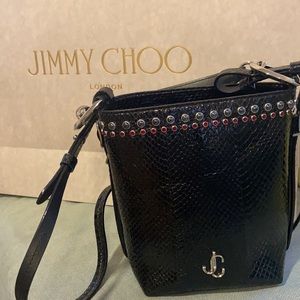 Jimmy  Choo Varenne bucket bag authentic snake skin black with studs, designer